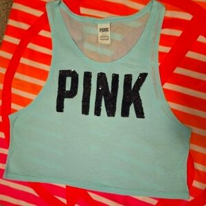 VS PINK sequin cropped muscle tank top